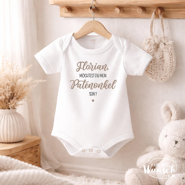 Babybody mit Patenschaftsfrage