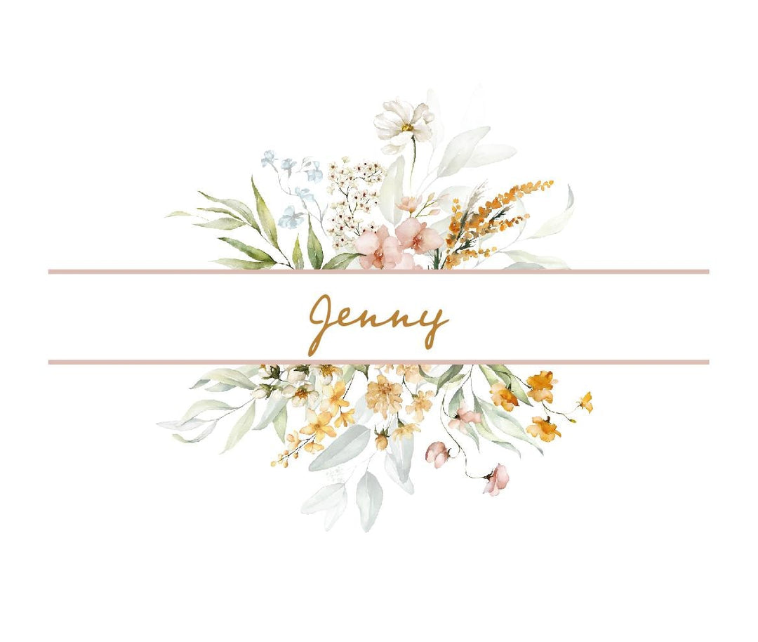 Erinnerungskiste mit Blumendesign und Namen