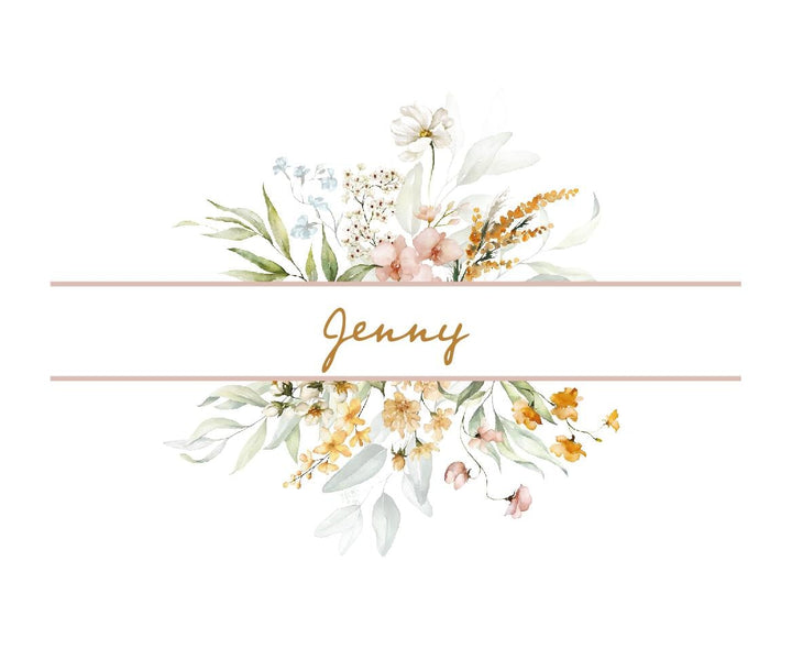 Erinnerungskiste mit Blumendesign und Namen