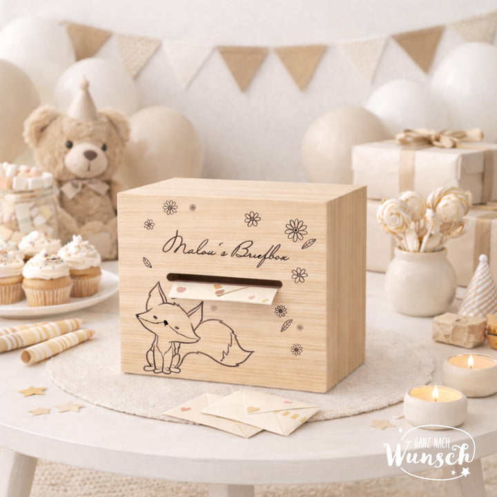 Briefbox aus Holz für Kinder mit Einwurfschlitz