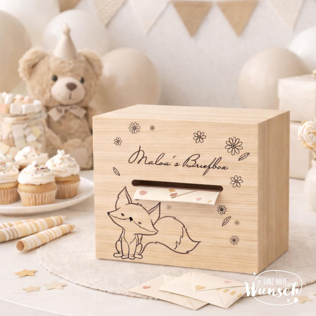 Briefbox aus Holz für Kinder mit Einwurfschlitz