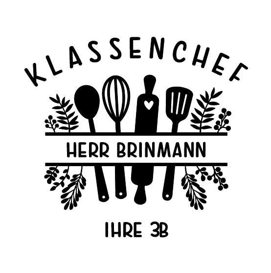Schürze „Klassenchef“ mit Namen