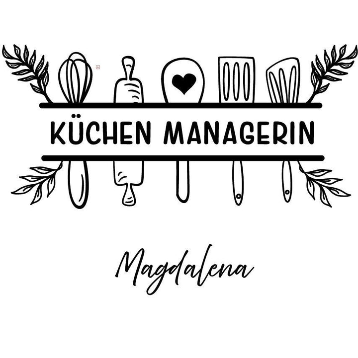 Schürze „Küchenmanagerin“ mit Namen