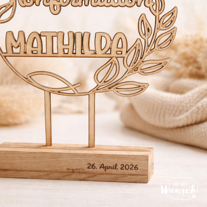 Holzaufsteller zur Konfirmation oder Kommunion mit Namen