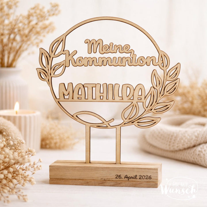 Holzaufsteller zur Konfirmation oder Kommunion mit Namen