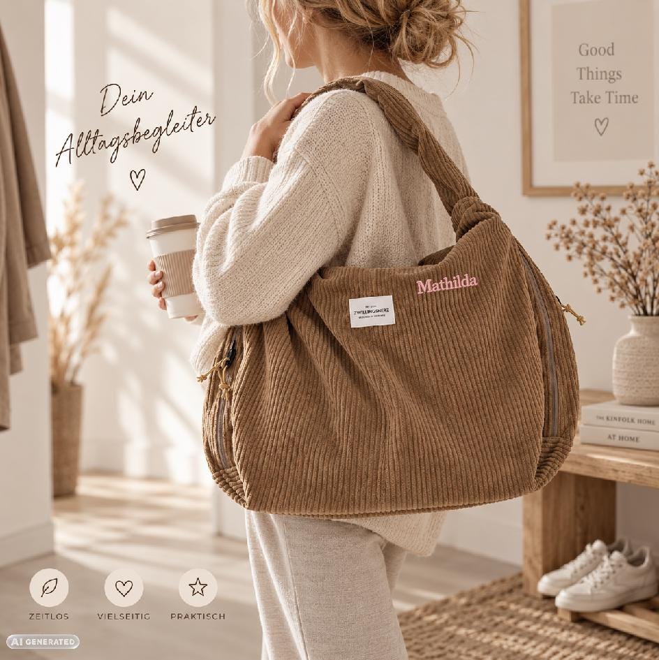 XXL Cord-Shopper mit Namensstick – Bild 1