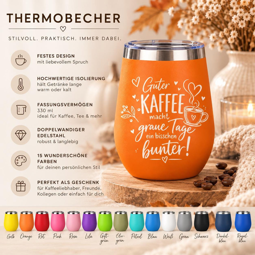 Thermobecher 330 ml „Guter Kaffee“ – 15 Farben