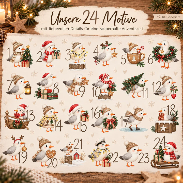 Adventskalender-Säckchen 24-teilig – DIY zum Aufbügeln oder fertig bedruckt – Bild 5