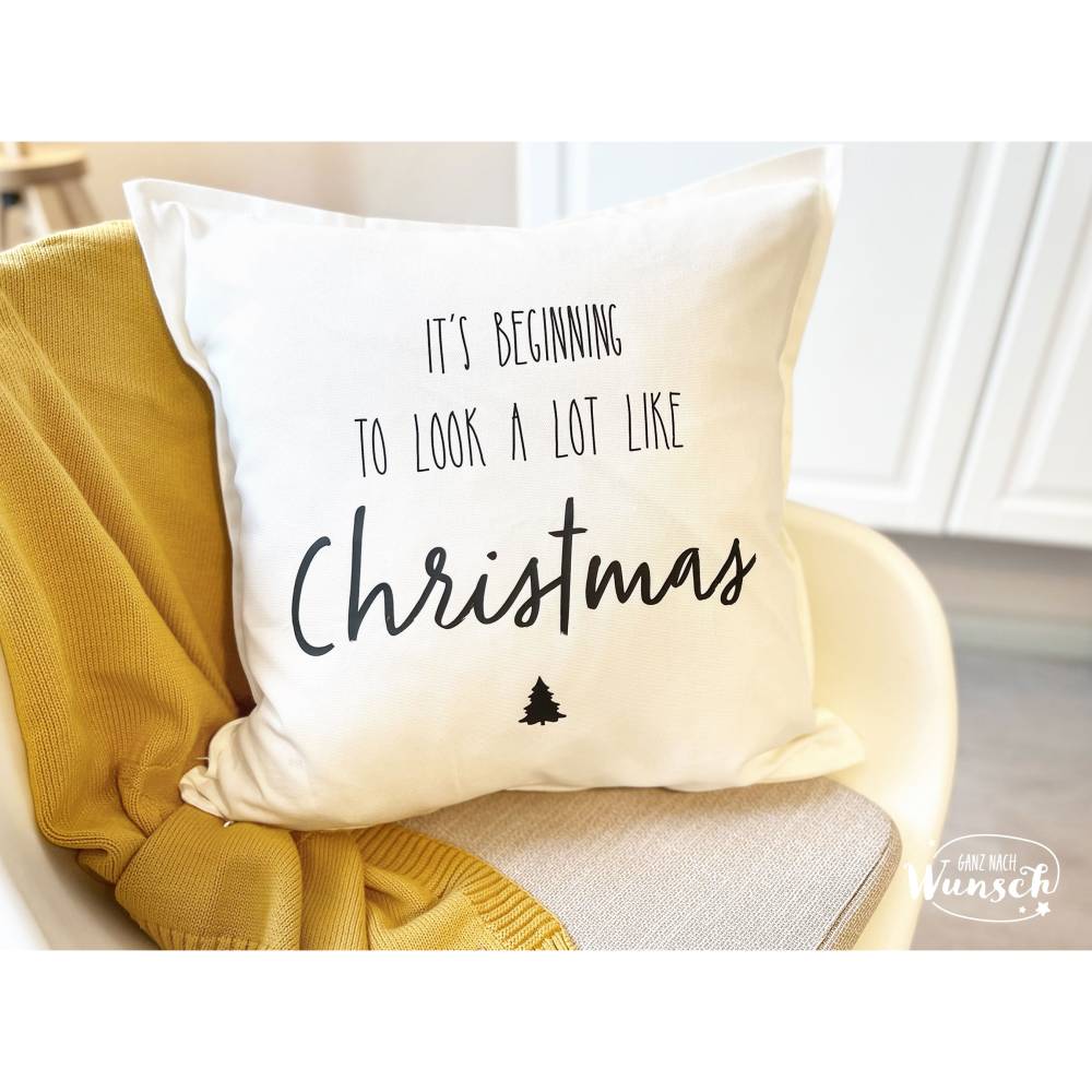 Kissenbezug Weihnachten 50 x 50 cm mit Christmas-Schriftzug