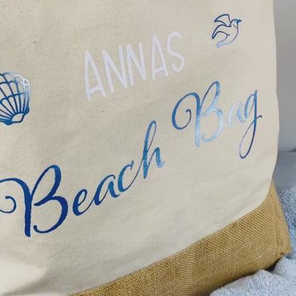 Strandtasche | XL | Tragetasche | große Tasche | Beach Bag | Jute Shopper | personalisiert | Urlaubstasche | Muttertag | Sommertasche