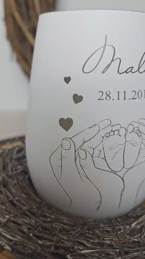 Windlicht | Geburt| Gravur | Taufe | Deko | Vase | Geschenk zur Geburt | Baby