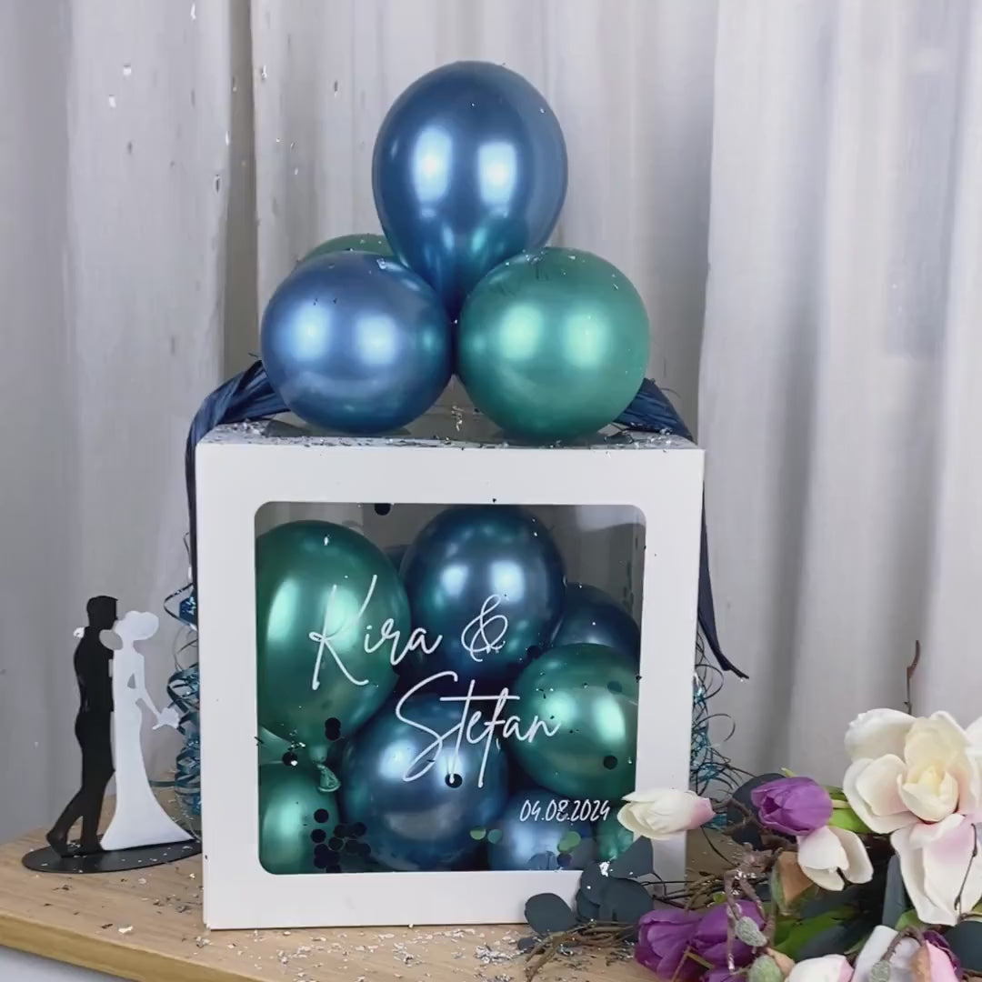 Personalisierte Geschenkbox zur Hochzeit, Ballonbox, Geschenkverpackung mit Luftballons, kreatives Hochzeitsgeschenk, Deko