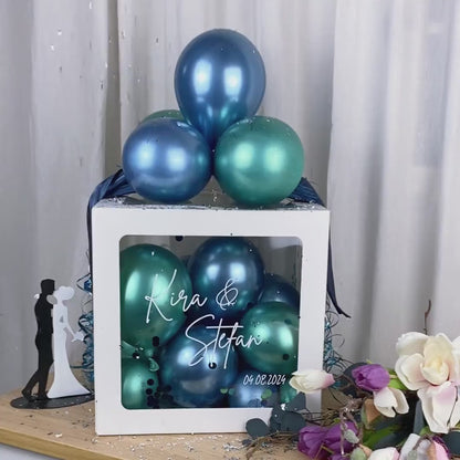 Personalisierte Geschenkbox zur Hochzeit, Ballonbox, Geschenkverpackung mit Luftballons, kreatives Hochzeitsgeschenk, Deko