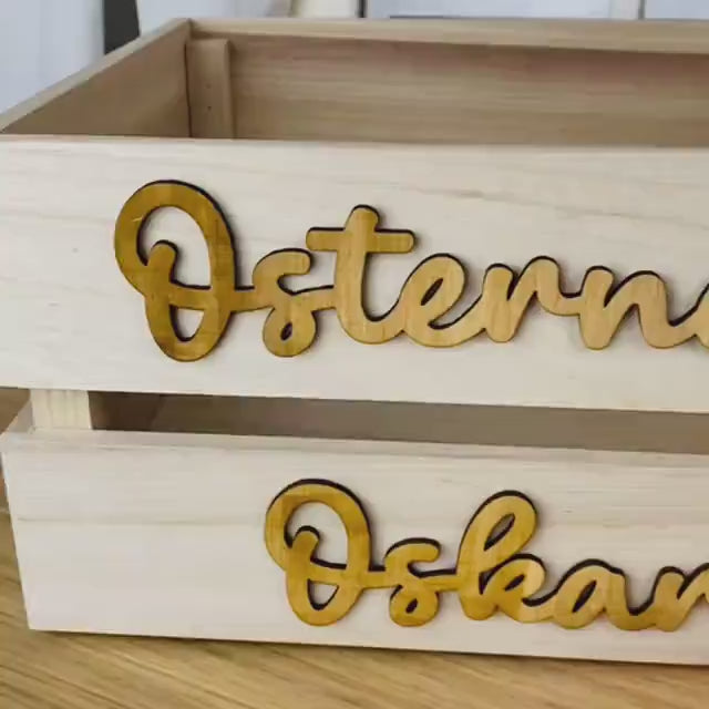 Osterkiste | Personalisierte Kiste aus Holz | Osterbox zum Befüllen | Osternest | Ostereisuche | Ostereier | Häschen | Korb für Ostern
