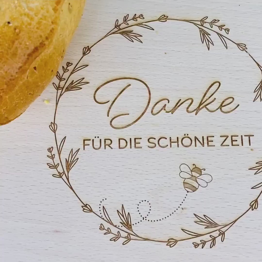 Frühstücksbrettchen Holz | Danke | Holzbrett | Geschenkidee | Geburtstagsgeschenk | Brettchen | Frühstücksbrett | Biene