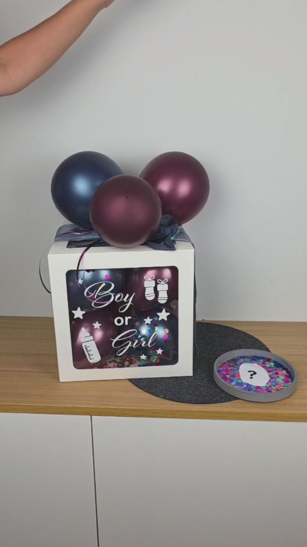Gender-Reveal Ballonbox, Verkündungsbox, Geschenkbox zur Schwangerschaft, Gender Reveal Party, Boy or Girl Ballonbox, Geschlechtsverkündung