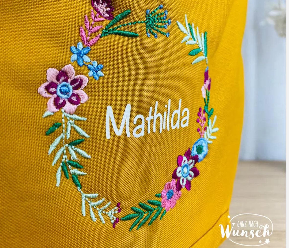 Rolltop-Rucksack mit Blumenstickerei – Ansicht 2